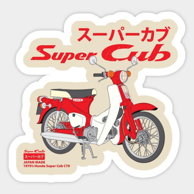 The classic 1970's Honda Super Cub C70 Sticker by ammghazali